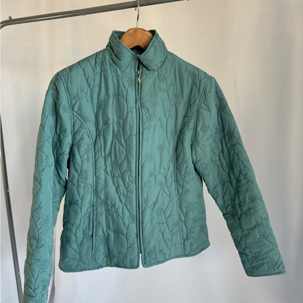 SOLD: Floral Quilted Jacket - Green